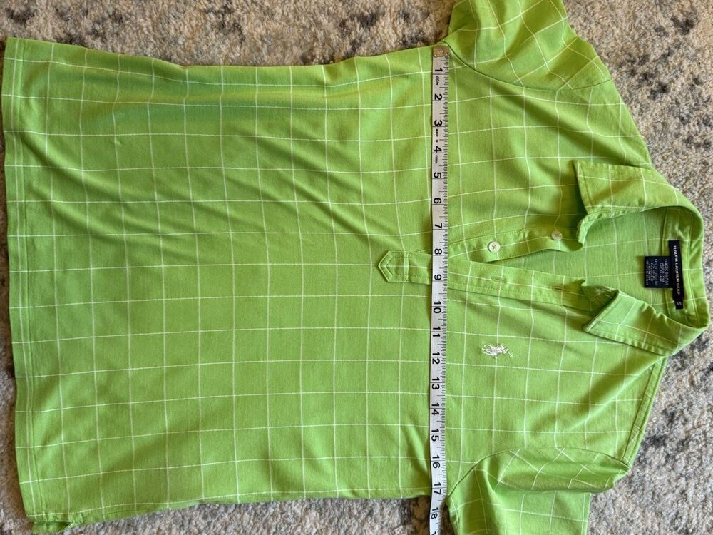 Ralph Lauren Golf Woman' Classic Fit Green White Plaid Polo Shirt S Short Sleeve - Picture 7 of 8